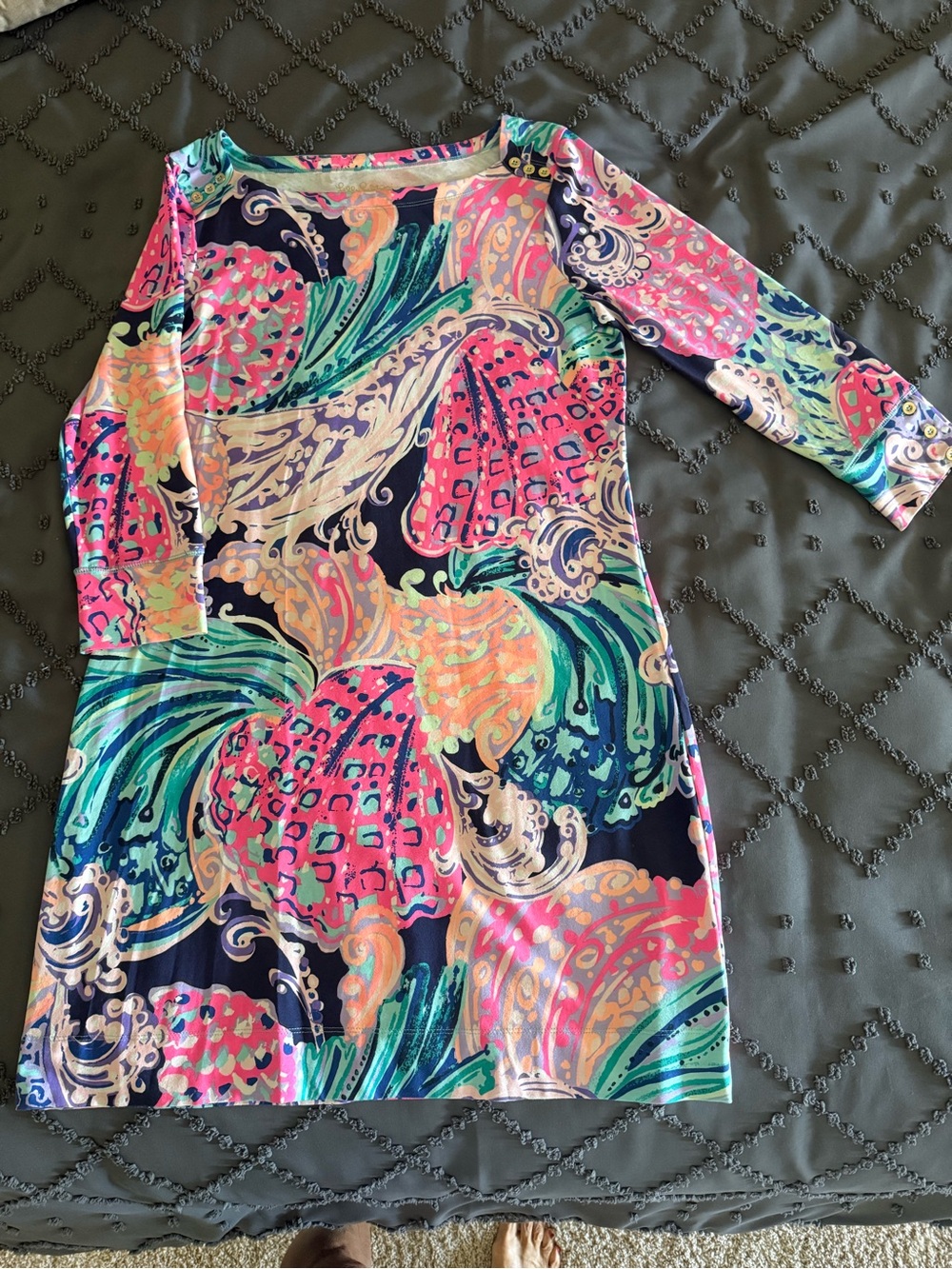 Women's Navy Multicolor Printed Shift Dress
